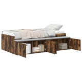 Storage Bed Frame Smoked oak 90 x 200 cm Engineered wood 3335193