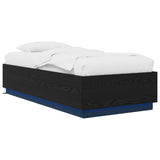 Bed Frame with LED Black Oak 80 x 200 cm Engineered Wood 3429571