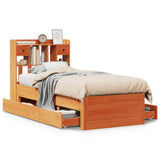 Bookcase Bed without Mattress Wax Brown 100x200 cm Solid Wood Pine 3308968