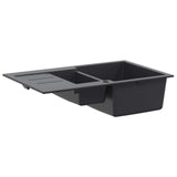 Kitchen Sink Double Basin Granite 80 x 50 x 30.5 cm Graphite 42053746