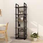 5-Tier Book Cabinet Grey 60x30x175 cm Pinewood 3081985