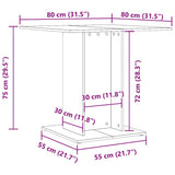 Dining Table Old Wood 80x80x75 cm Engineered Wood 855810