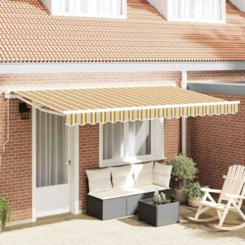 Retractable Awning Manual Multicolour Stripe 400x200 cm Fabric 3329847