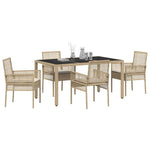 Garden Dining Set 5 pcs Beige Poly rattan 3334889