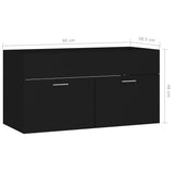 Sink Cabinet Black 90x38.5x46 cm Engineered Wood 804666