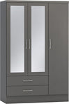 ZNTS Nevada 3 Door 2 Drawer Mirrored Wardrobe 100-101-135