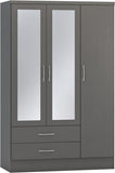 ZNTS Nevada 3 Door 2 Drawer Mirrored Wardrobe 100-101-135