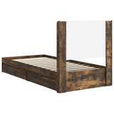Bed Frame with Storage and Headboard Smoked Oak 90 x 200 cm 3414059