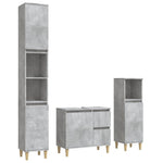ZNTS 3 Piece Bathroom Cabinet Set Concrete Grey Engineered Wood 3185539