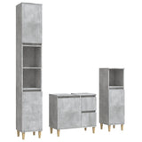 ZNTS 3 Piece Bathroom Cabinet Set Concrete Grey Engineered Wood 3185539