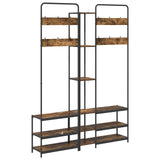 Coat Stand with Shoes Bench Smoked Oak 143 x 30 x 199.5 cm 8012046