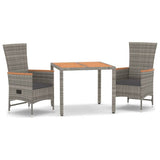 3 Piece Garden Dining Set Grey Poly Rattan&Solid Wood Acacia 3157612