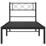 Metal Bed Frame without Mattress with Headboard Black 90x200cm 372270