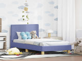 Toddler Bed Frame with Headboard Jeans Blue 70 x 140 cm Fabric 42010983
