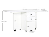 Multi-Storage Six-Person Drop Leaf Dining Table - White T3398P343519