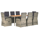 9 Piece Garden Dining Set Grey Poly Rattan&Solid Wood Acacia 3157625