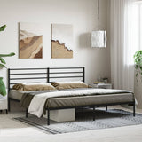 Metal Bed Frame without Mattress with Headboard Black 200x200cm 352326