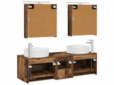 Bathroom Furniture Set 5 pcs Old Wood Engineered Wood and Glass 3407077