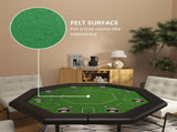 8 Player Folding Poker Table, Portable Octagon Blackjack Table with Cup Holders with Cup Holders, T3398P377380