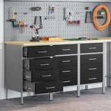 Work Cabinet with Drawer 3 pcs Black and Grey 150 x 55 x 85 cm 3321368