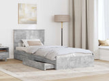 Storage Bed Concrete Grey 75 x 190 cm Engineered Wood 3410850