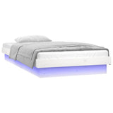 LED Bed Frame without Mattress White 100x200 cm Solid Wood 819963