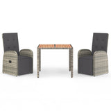 3 Piece Garden Dining Set Grey Poly Rattan&Solid Wood Acacia 3157627