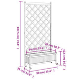 Planter with Trellis and Wheels Grey Solid Wood Fir 3207654