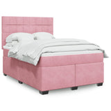 Box Spring Bed with Mattress Pink 140x190 cm Velvet 3290911