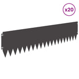 Lawn Edging 20 pcs 103 x 25 cm Steel Black 8008491