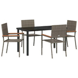Garden Dining Set with Cushion 5 pcs Grey Poly Rattan 3379711
