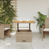 Garden Table Beige 80x80x71 cm Poly Rattan and Acacia Wood 368271