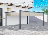 3 x 4m Metal Pergola with Retractable Roof and Roller Shade, Wall-Mounted or Free Standing Garden T3398P317749