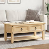 Coffee Table with Drawers Corona 100x48x45 cm Solid Wood Pine 4002773