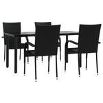 ZNTS 5 Piece Garden Dining Set Black Poly Rattan 3156656