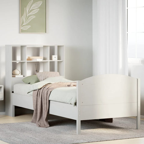 ZNTS Bookcase Bed without Mattress White 75x190 cm Small Single Solid Wood Pine 3323129