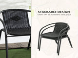 3 Pieces Rattan Bistro Set - Black T3398P323982