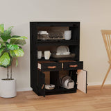 Highboard Black 67x40x108.5 cm Solid Wood Pine 820161