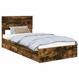 Storage Bed with Drawer Smoked Oak 100 x 200 cm Engineered Wood 3410830