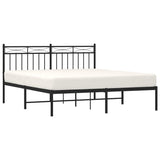 Metal Bed Frame without Mattress with Headboard Black 160x200cm 373694