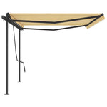 ZNTS Manual Retractable Awning with Posts 5x3.5 m Yellow and White 3070258