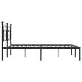 Metal Bed Frame without Mattress with Headboard Black 200x200cm 374346