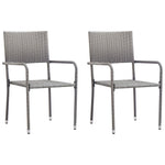 ZNTS Garden Dining Chairs 2 pcs Stackable Grey Poly Rattan 318719