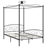 284476 Canopy Bed Frame without Mattress Black Metal 120x200 cm