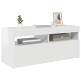 TV Cabinet with LED Lights High Gloss White 90x35x40 cm 804388
