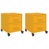 ZNTS Bedside Cabinets 2 pcs Mustard Yellow 36x39x43.5 cm Steel 846633