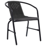 Garden Chair Set of 4 Black Plastic rattan Standard Stackable 3107703