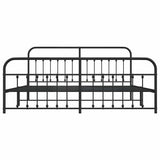 Bed Frame Black Powder-Coated Steel Double Bed Durable 352602