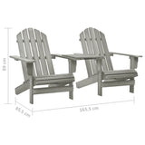 310068 Garden Adirondack Chairs with Tea Table Solid Fir Wood Grey