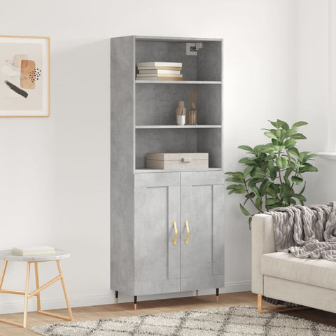 Highboard Concrete Grey 69.5x34x180 cm Engineered Wood 3189937